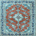 Square Medallion Light Blue Traditional Rug, tr1231lblu