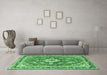 Machine Washable Medallion Emerald Green Traditional Area Rugs in a Living Room,, wshtr1231emgrn