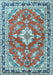 Machine Washable Medallion Light Blue Traditional Rug, wshtr1231lblu