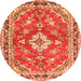 Square Medallion Orange Traditional Rug, tr1231org