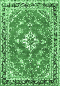 Medallion Emerald Green Traditional Rug, tr1231emgrn