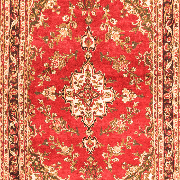 Serging Thickness of Machine Washable Medallion Orange Traditional Area Rugs, wshtr1231org