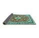 Sideview of Medallion Turquoise Traditional Rug, tr1231turq