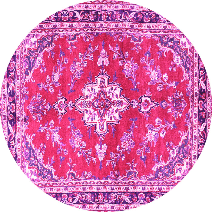 Round Medallion Pink Traditional Rug, tr1231pnk