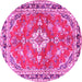 Round Medallion Pink Traditional Rug, tr1231pnk