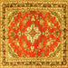 Square Medallion Yellow Traditional Rug, tr1231yw