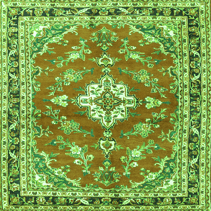 Serging Thickness of Medallion Green Traditional Rug, tr1231grn