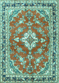 Medallion Turquoise Traditional Rug, tr1231turq