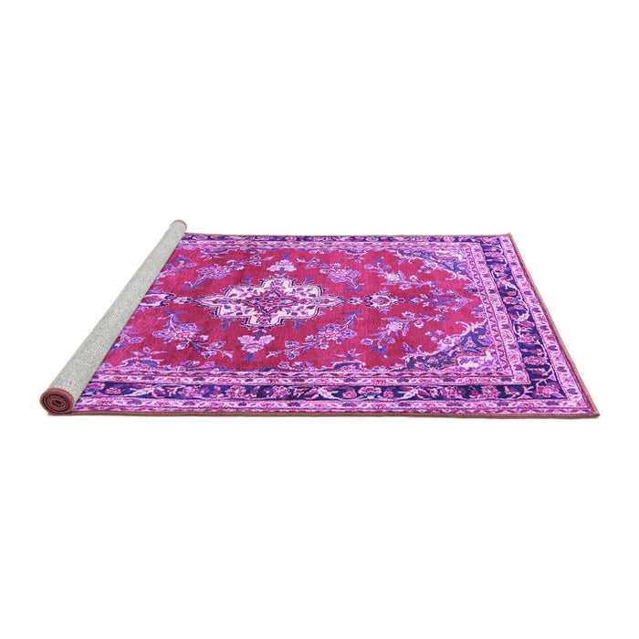 Sideview of Machine Washable Medallion Purple Traditional Area Rugs, wshtr1231pur