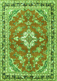 Medallion Green Traditional Rug, tr1231grn