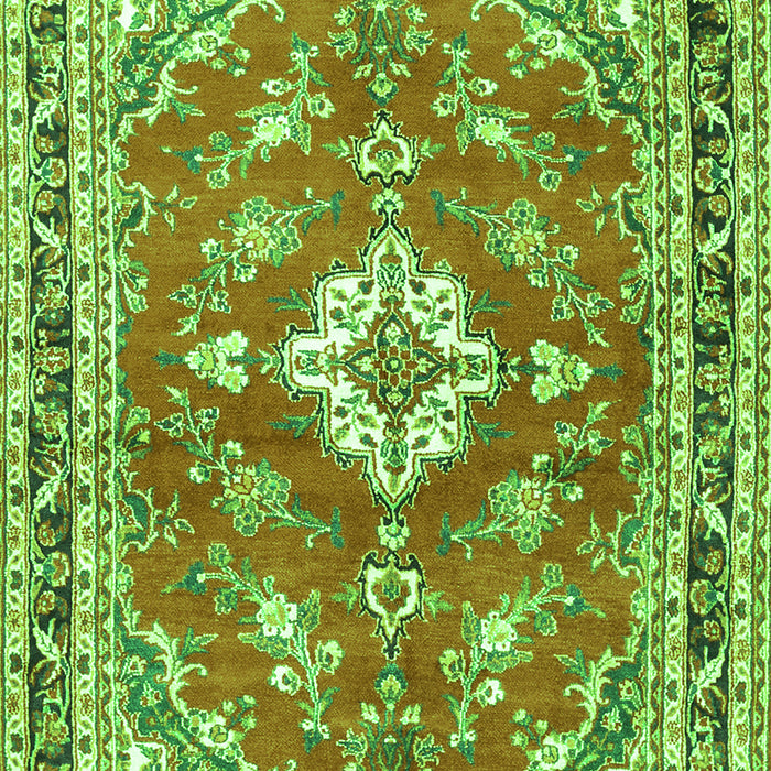 Serging Thickness of Machine Washable Medallion Green Traditional Area Rugs, wshtr1231grn