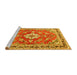 Sideview of Machine Washable Medallion Yellow Traditional Rug, wshtr1231yw