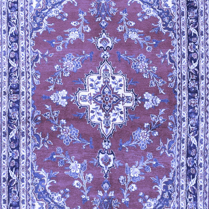 Machine Washable Medallion Blue Traditional Rug, wshtr1231blu