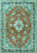 Machine Washable Medallion Turquoise Traditional Area Rugs, wshtr1231turq