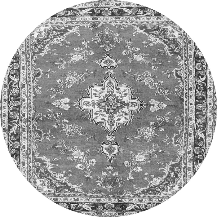 Machine Washable Medallion Gray Traditional Rug, wshtr1231gry