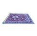 Sideview of Machine Washable Medallion Blue Traditional Rug, wshtr1231blu