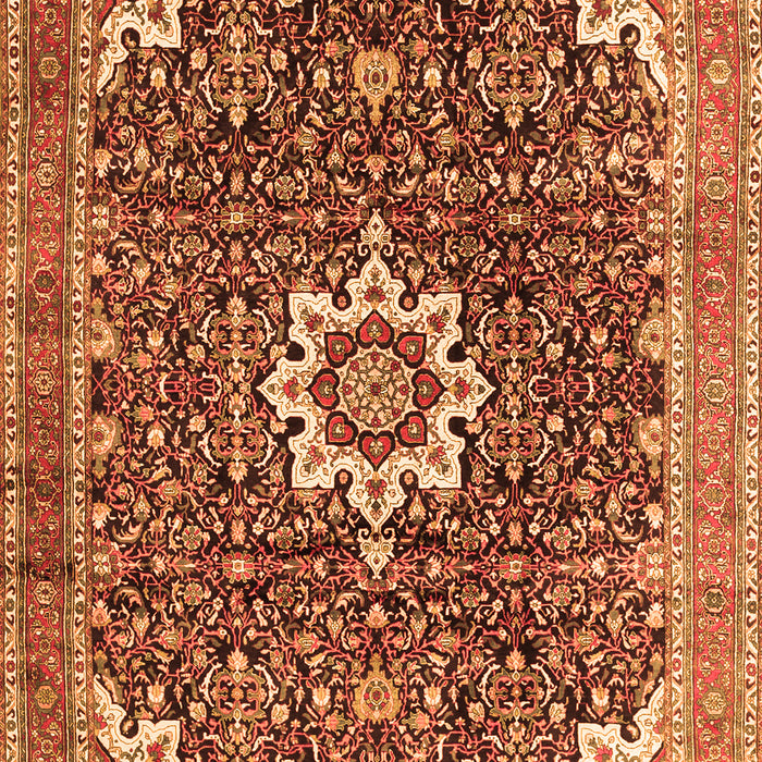 Serging Thickness of Machine Washable Medallion Orange Traditional Area Rugs, wshtr1232org