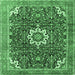 Square Machine Washable Medallion Emerald Green Traditional Area Rugs, wshtr1232emgrn