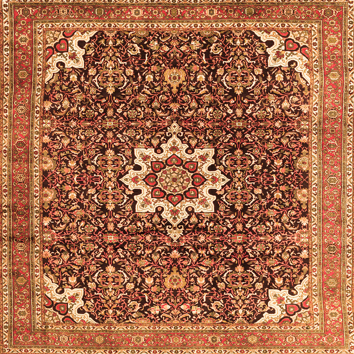 Serging Thickness of Medallion Orange Traditional Rug, tr1232org