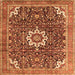 Serging Thickness of Medallion Orange Traditional Rug, tr1232org