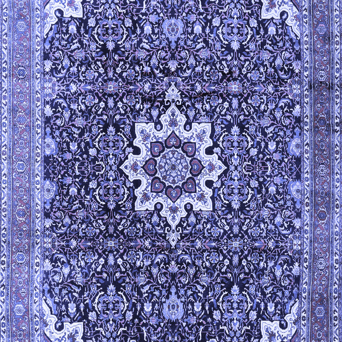Machine Washable Medallion Blue Traditional Rug, wshtr1232blu