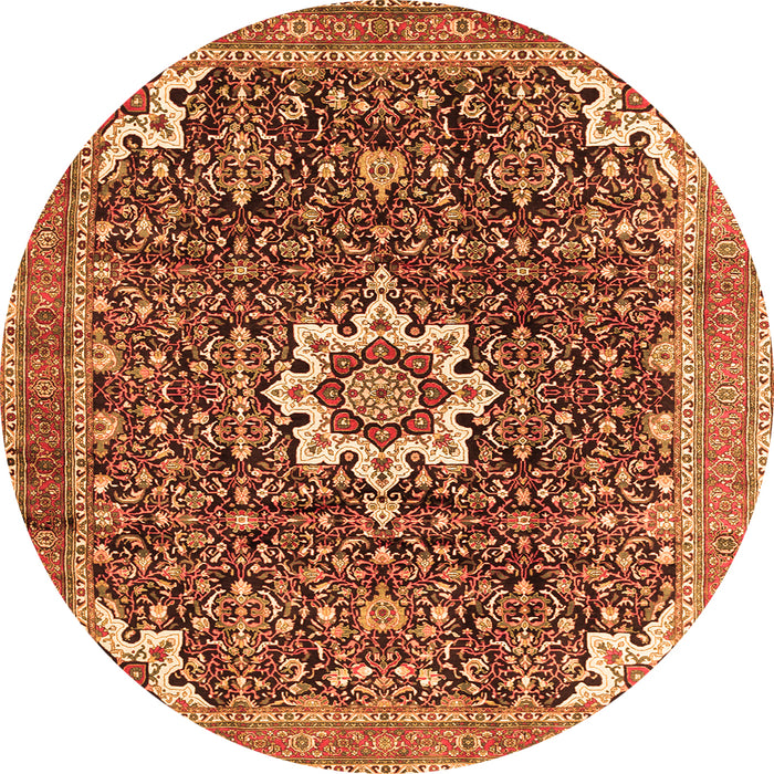 Machine Washable Medallion Orange Traditional Area Rugs, wshtr1232org