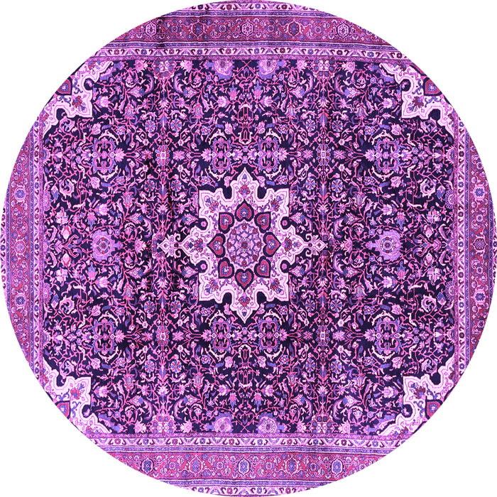 Round Medallion Purple Traditional Rug, tr1232pur