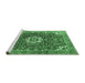 Sideview of Machine Washable Medallion Emerald Green Traditional Area Rugs, wshtr1232emgrn