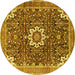 Round Medallion Yellow Traditional Rug, tr1232yw