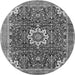 Machine Washable Medallion Gray Traditional Rug, wshtr1232gry