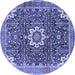 Round Medallion Blue Traditional Rug, tr1232blu