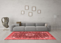 Machine Washable Medallion Red Traditional Rug, wshtr1232red