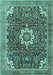 Machine Washable Medallion Turquoise Traditional Area Rugs, wshtr1232turq