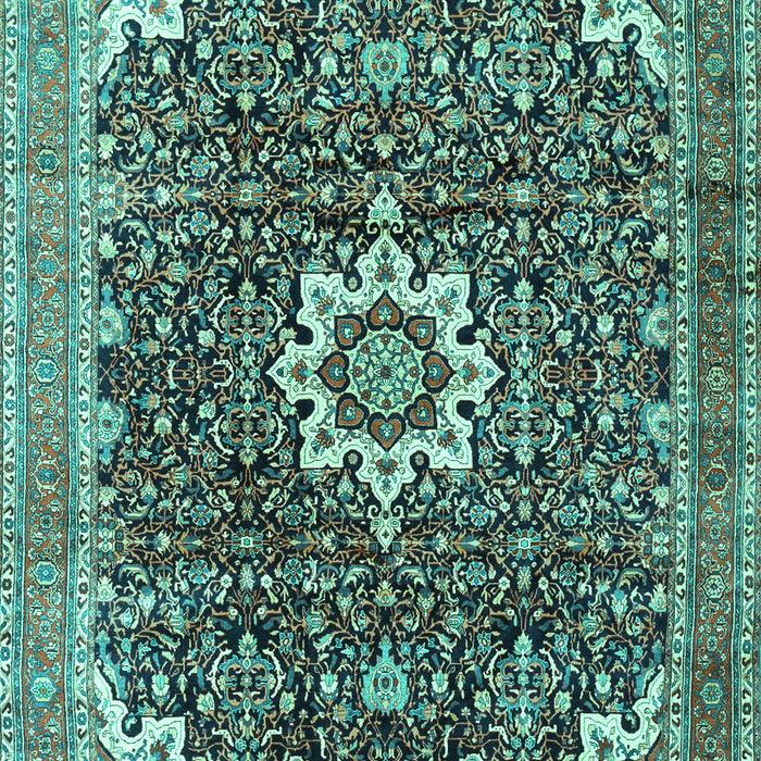 Machine Washable Medallion Turquoise Traditional Area Rugs, wshtr1232turq