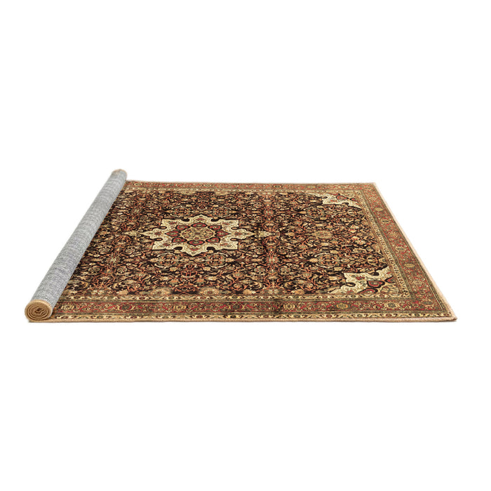 Sideview of Machine Washable Medallion Brown Traditional Rug, wshtr1232brn