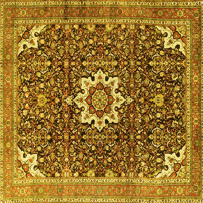 Square Medallion Yellow Traditional Rug, tr1232yw