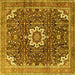 Square Medallion Yellow Traditional Rug, tr1232yw