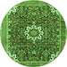 Machine Washable Medallion Green Traditional Area Rugs, wshtr1232grn