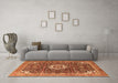 Machine Washable Medallion Orange Traditional Area Rugs in a Living Room, wshtr1232org