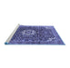 Sideview of Machine Washable Medallion Blue Traditional Rug, wshtr1232blu