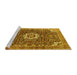 Sideview of Machine Washable Medallion Yellow Traditional Rug, wshtr1232yw