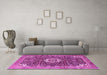 Machine Washable Medallion Pink Traditional Rug in a Living Room, wshtr1232pnk