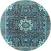 Round Medallion Light Blue Traditional Rug, tr1232lblu