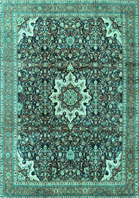 Medallion Turquoise Traditional Rug, tr1232turq