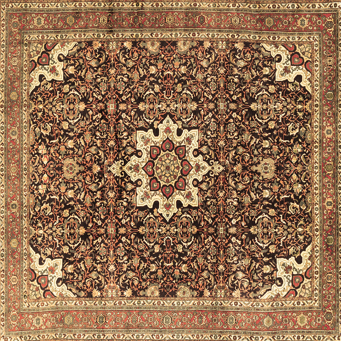 Square Medallion Brown Traditional Rug, tr1232brn