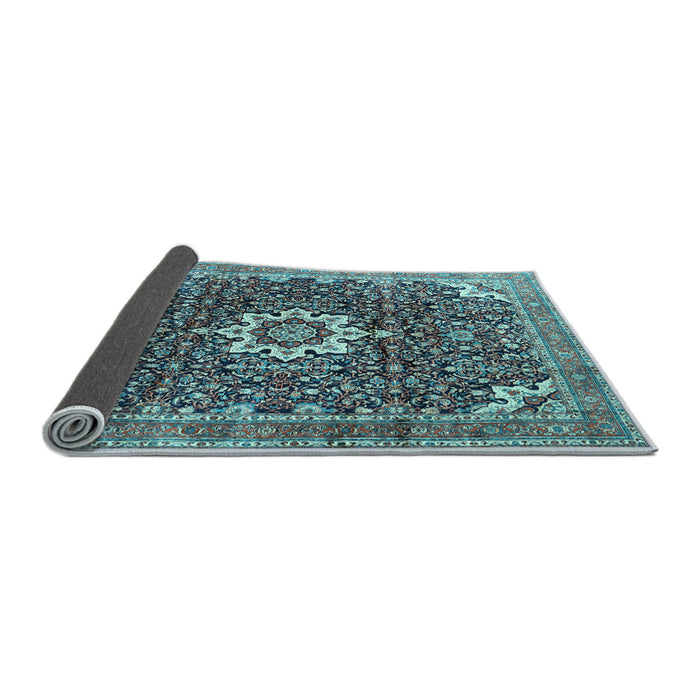 Sideview of Medallion Light Blue Traditional Rug, tr1232lblu
