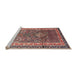 Sideview of Machine Washable Traditional Brown Red Rug, wshtr1233