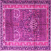 Square Machine Washable Persian Pink Traditional Rug, wshtr1233pnk