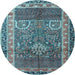 Round Persian Light Blue Traditional Rug, tr1233lblu