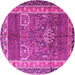 Round Machine Washable Persian Pink Traditional Rug, wshtr1233pnk